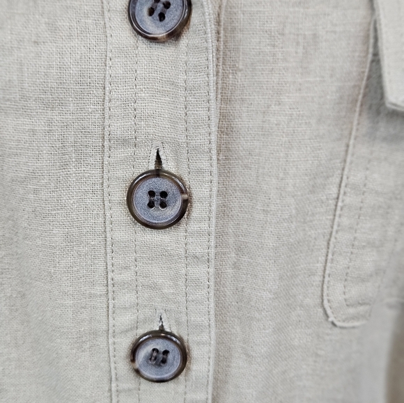 Boston Proper Neutral Tan Linen Blend Button Front Dress Size 12 Women's O66 - Picture 3 of 8